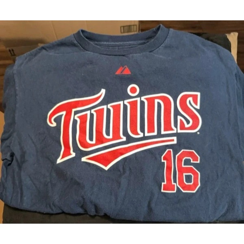Majestic Minnesota Twins Jason Kubel 16 T-Shirt Mens Large Navy Blue MLB Fan Tee